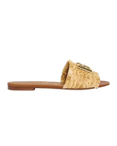 Dolce & Gabbana DG Medallion Raffia Slide Sandals | Thumbnail 1 Dolce & Gabbana DG Medallion Raffia Slide Sandals | Thumbnail 1