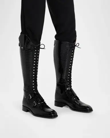 Christian Louboutin Men's Lord Chamb Calf Mini Ali Knee-High Boots | Thumbnail 2