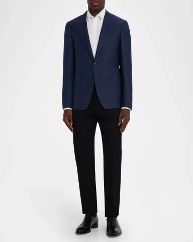 Canali Men's Textured Wool-Blend Notch Lapel Blazer | Thumbnail 2