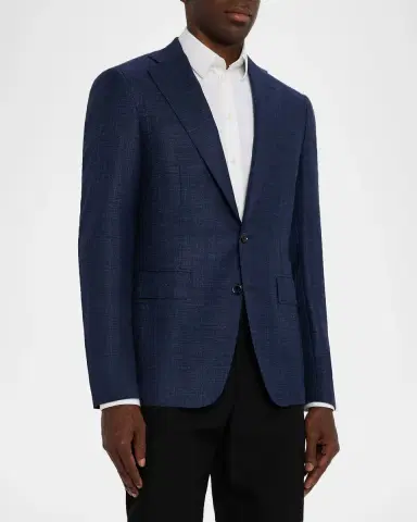 Canali Men's Textured Wool-Blend Notch Lapel Blazer | Thumbnail 4