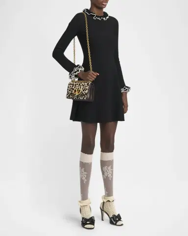 Valentino Garavani Vain Small Leopard Calf Hair Shoulder Bag | Thumbnail 4
