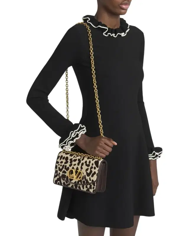 Vain Small Leopard Calf Hair Shoulder Bag