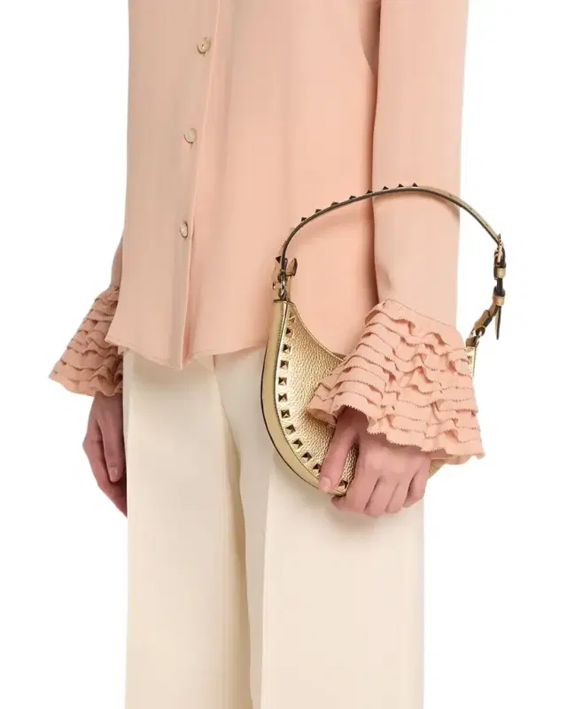 Mini Rockstud Metallic Leather Shoulder Bag