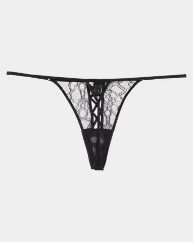 Kiki De Montparnasse Precieuse Low-Rise Lace & Charmeuse G-String | Thumbnail 2 Kiki De Montparnasse Precieuse Low-Rise Lace & Charmeuse G-String | Thumbnail 2