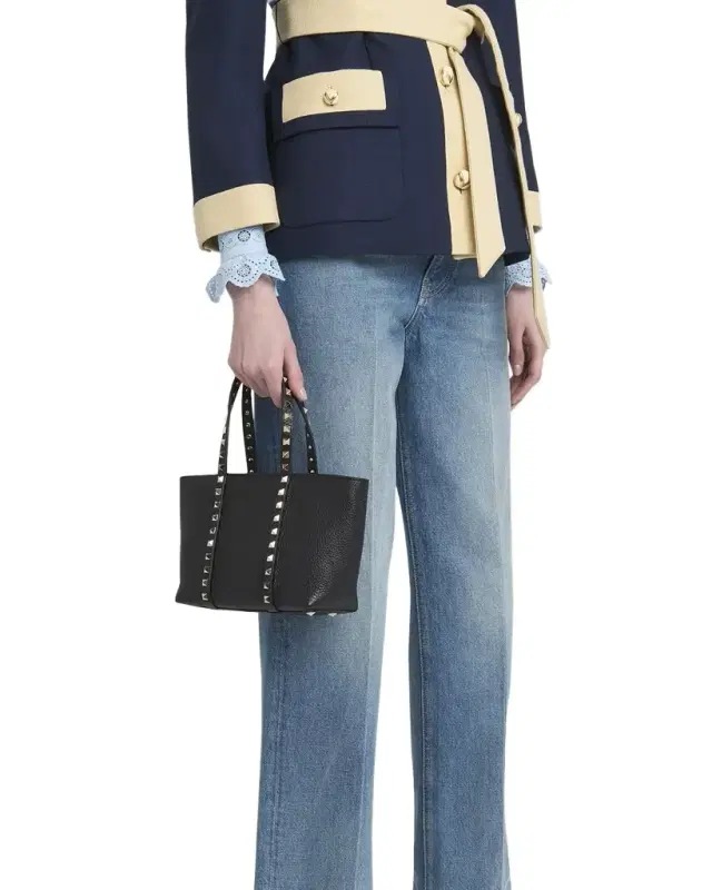 Rockstud Mini Leather Tote Bag