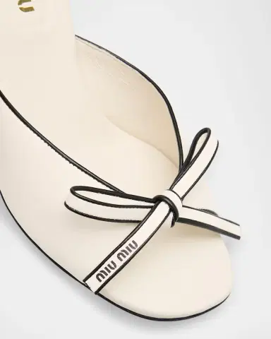 Miu Miu Nappa Leather Bow Mule Sandals | Thumbnail 5