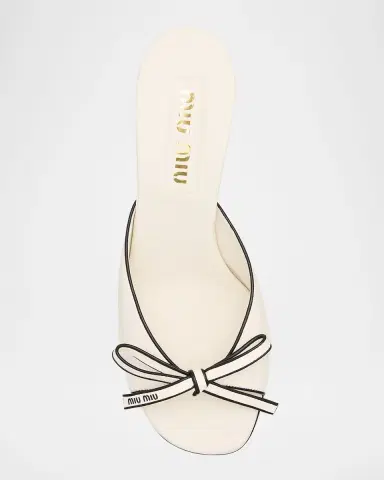 Miu Miu Nappa Leather Bow Mule Sandals | Thumbnail 6