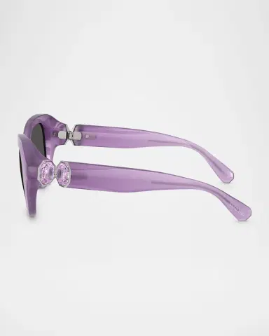 Swarovski SK6037 Crystal-Hinge Round Plastic Sunglasses | Thumbnail 2 Swarovski SK6037 Crystal-Hinge Round Plastic Sunglasses | Thumbnail 2