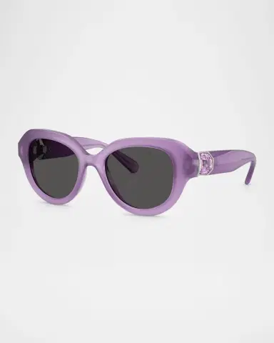 Swarovski SK6037 Crystal-Hinge Round Plastic Sunglasses | Thumbnail 3 Swarovski SK6037 Crystal-Hinge Round Plastic Sunglasses | Thumbnail 3