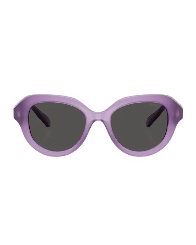 SWAROVSKI SK6037 Crystal-Hinge Round Plastic Sunglasses