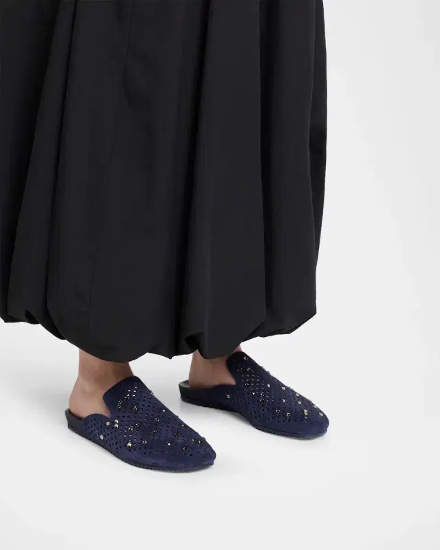 Braidy Embellished Suede Utility Clogs