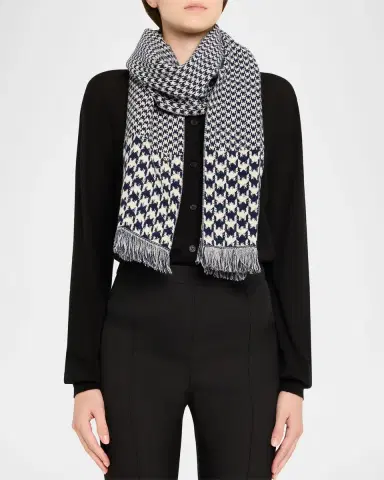 Valentino Garavani Houndstooth Jacquard Knit Scarf | Thumbnail 2 Valentino Garavani Houndstooth Jacquard Knit Scarf | Thumbnail 2