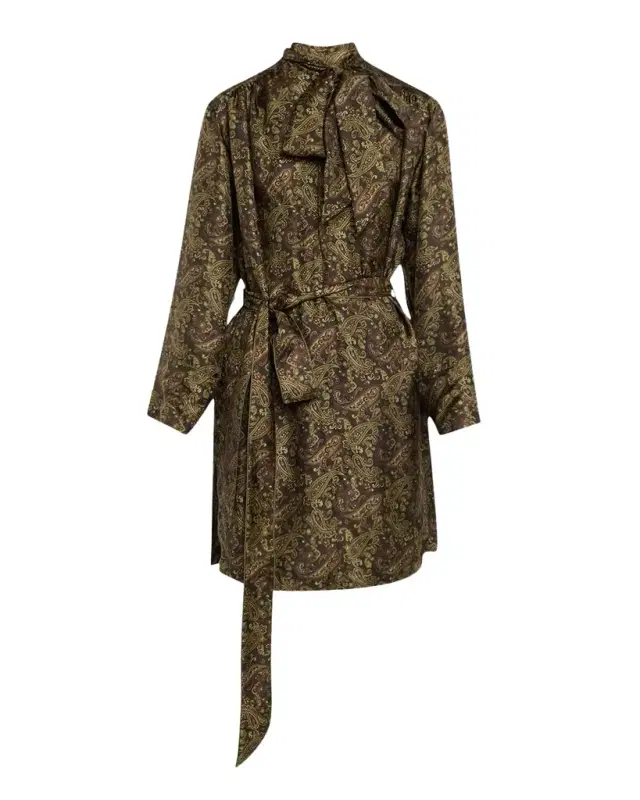 Neck-Tie Cashmere Twill Dress
