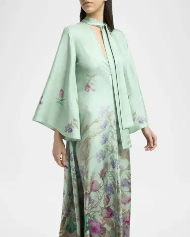 La DoubleJ Magnifico Floral Flare-Sleeve Maxi Dress | Thumbnail 4 La DoubleJ Magnifico Floral Flare-Sleeve Maxi Dress | Thumbnail 4