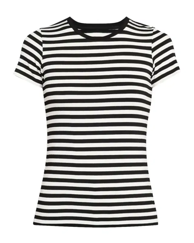 Majestic Filatures Soft Touch Crewneck Striped Jersey T-Shirt