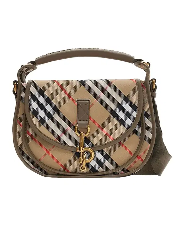 Clip Small Check Canvas Messenger Bag