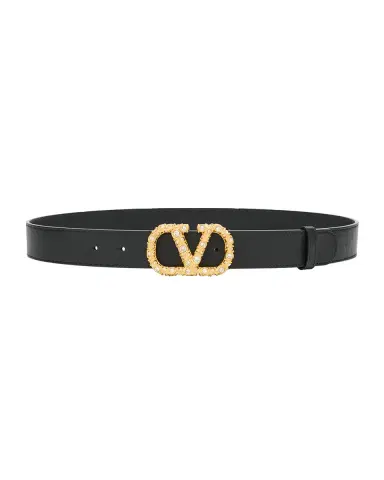 Valentino Garavani VLogo Signature Jeweled Calf Leather Belt, 30mm | Thumbnail 3