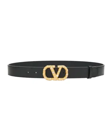 Valentino Garavani VLogo Signature Jeweled Calf Leather Belt, 30mm | Thumbnail 1