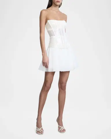 BCBGMAXAZRIA Strapless Tulle & Sequin Lace Corset Mini Dress | Thumbnail 3 BCBGMAXAZRIA Strapless Tulle & Sequin Lace Corset Mini Dress | Thumbnail 3