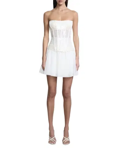 BCBGMAXAZRIA Strapless Tulle & Sequin Lace Corset Mini Dress | Thumbnail 1 BCBGMAXAZRIA Strapless Tulle & Sequin Lace Corset Mini Dress | Thumbnail 1