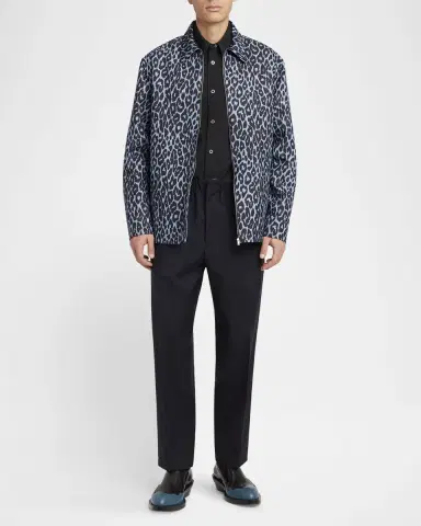 Jil Sander Men's Cheetah-Print Shirt Jacket | Thumbnail 2