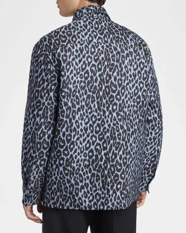 Jil Sander Men's Cheetah-Print Shirt Jacket | Thumbnail 3