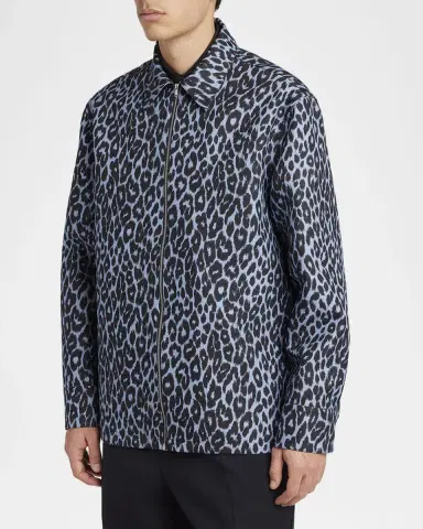 Jil Sander Men's Cheetah-Print Shirt Jacket | Thumbnail 4