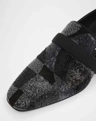 Christian Louboutin Men's Dandydecotracks Sequin Red-Sole Loafers | Thumbnail 4 Christian Louboutin Men's Dandydecotracks Sequin Red-Sole Loafers | Thumbnail 4