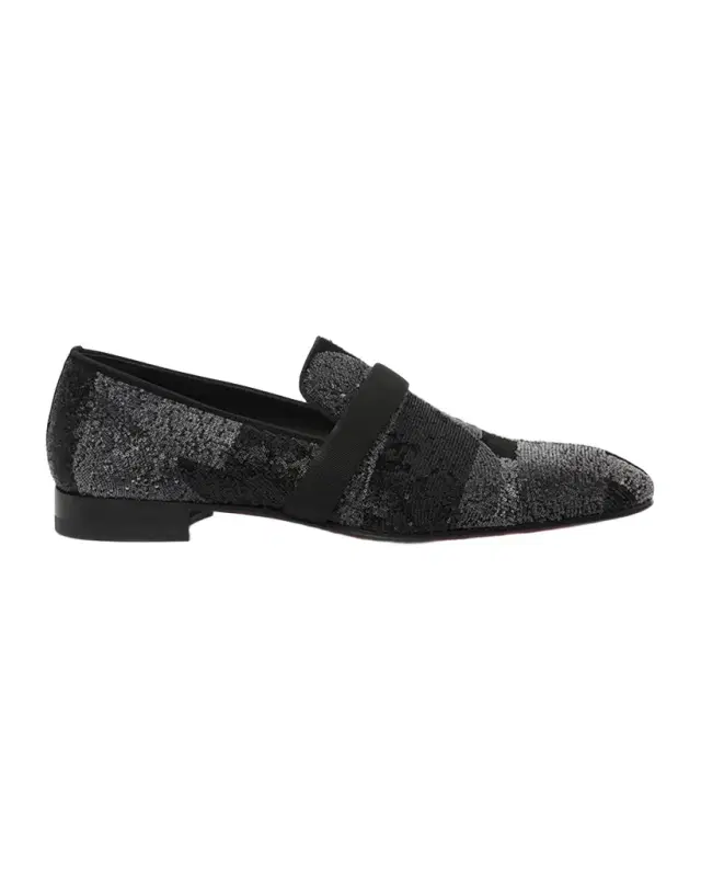 Christian Louboutin Men 's Dandydecotracks Sequin Red-Sole Loafers