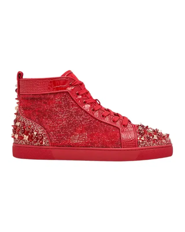 Christian Louboutin Men's Supertracks Sequin Multi-Spike High-Top Sneakers