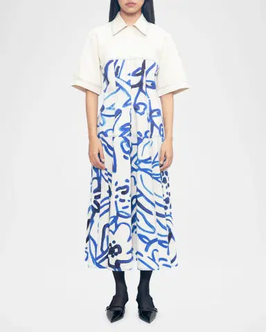 LOVEBIRDS Atom Abstract-Print Cotton Midi Shirtdress | Thumbnail 2 LOVEBIRDS Atom Abstract-Print Cotton Midi Shirtdress | Thumbnail 2