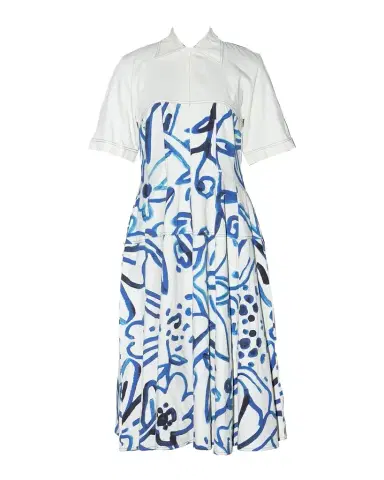 LOVEBIRDS Atom Abstract-Print Cotton Midi Shirtdress | Thumbnail 1 LOVEBIRDS Atom Abstract-Print Cotton Midi Shirtdress | Thumbnail 1