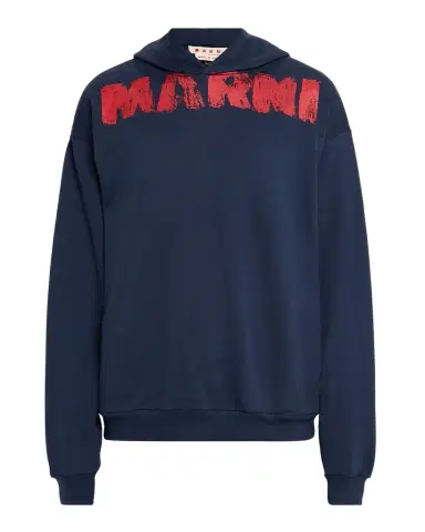 Marni Men's Spray Paint Logo Oversized Hoodie | Thumbnail 1 Marni Men's Spray Paint Logo Oversized Hoodie | Thumbnail 1