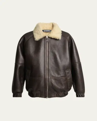 Jacquemus Men's Leather and Shearling Bomber Jacket | Thumbnail 5 Jacquemus Men's Leather and Shearling Bomber Jacket | Thumbnail 5