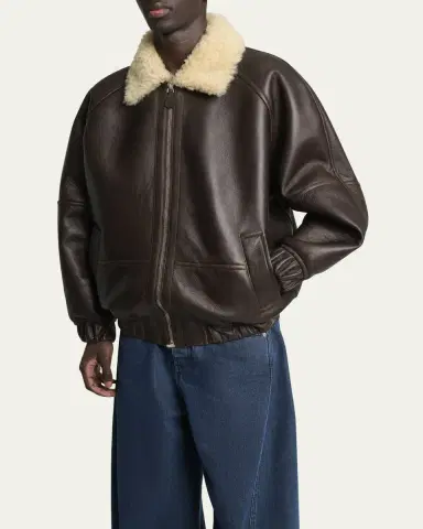 Jacquemus Men's Leather and Shearling Bomber Jacket | Thumbnail 8 Jacquemus Men's Leather and Shearling Bomber Jacket | Thumbnail 8