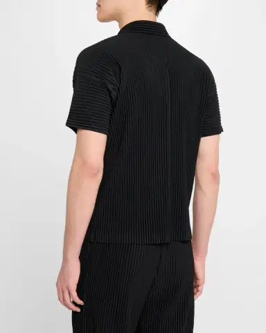 Homme Plissé Issey Miyake Men 's Pleated Johnny Collar Polo Shirt | Thumbnail 2 Homme Plissé Issey Miyake Men 's Pleated Johnny Collar Polo Shirt | Thumbnail 2