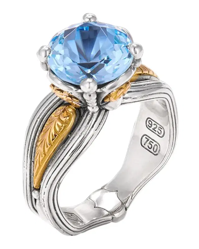 Kyma Silver and Gold Sky Blue Topaz Ring