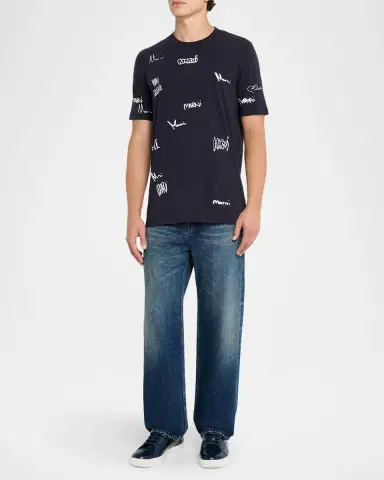 Marni Men's Allover Multi-Logo Crewneck T-Shirt | Thumbnail 2