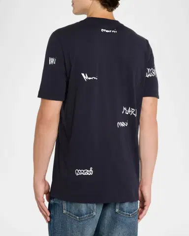 Marni Men's Allover Multi-Logo Crewneck T-Shirt | Thumbnail 3