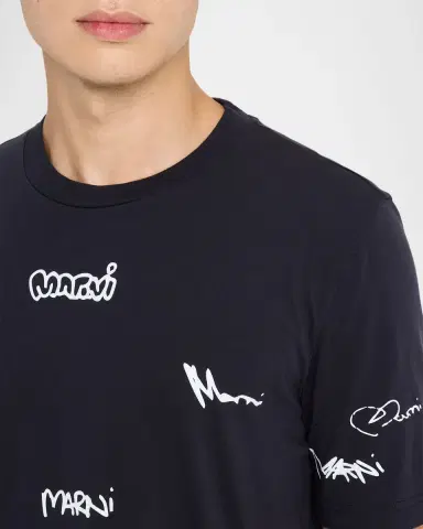 Marni Men's Allover Multi-Logo Crewneck T-Shirt | Thumbnail 5