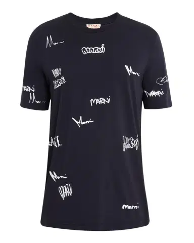 Marni Men's Allover Multi-Logo Crewneck T-Shirt | Thumbnail 1