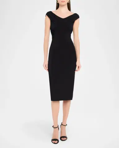 Dolce & Gabbana Ruched Organzino Crepe Midi Sheath Dress | Thumbnail 2 Dolce & Gabbana Ruched Organzino Crepe Midi Sheath Dress | Thumbnail 2
