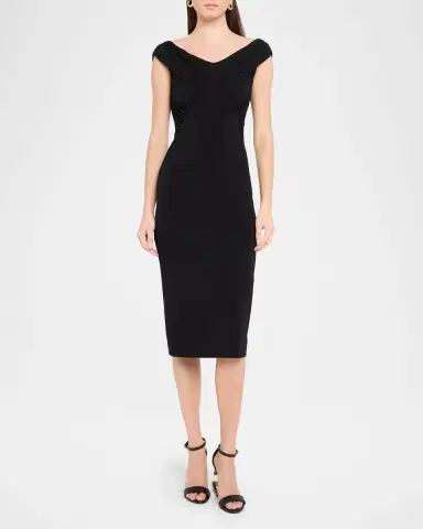 Dolce & Gabbana Ruched Organzino Crepe Midi Sheath Dress | Thumbnail 4 Dolce & Gabbana Ruched Organzino Crepe Midi Sheath Dress | Thumbnail 4