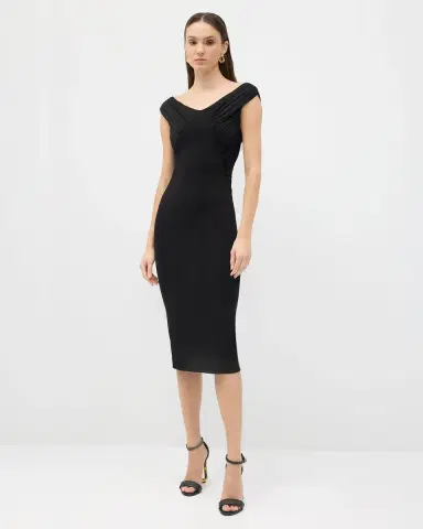 Dolce & Gabbana Ruched Organzino Crepe Midi Sheath Dress | Thumbnail 5 Dolce & Gabbana Ruched Organzino Crepe Midi Sheath Dress | Thumbnail 5