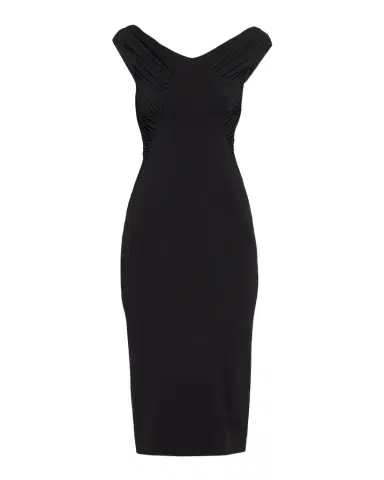 Dolce & Gabbana Ruched Organzino Crepe Midi Sheath Dress | Thumbnail 1 Dolce & Gabbana Ruched Organzino Crepe Midi Sheath Dress | Thumbnail 1