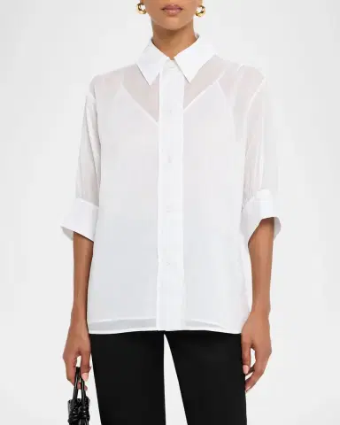 Jil Sander Volume Short-Sleeve Cotton Boxy Shirt | Thumbnail 4