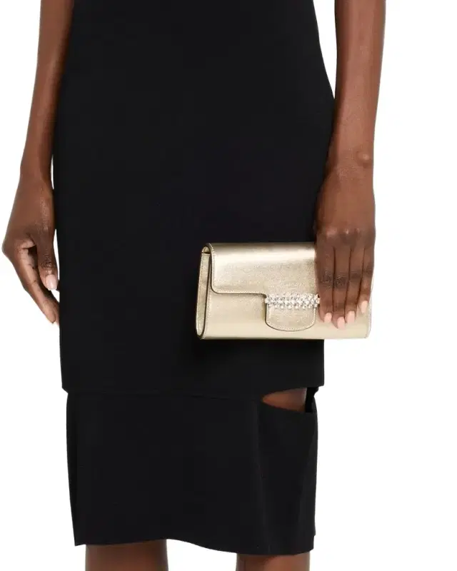 Jimmy Choo Bing Crystal Metallic Leather Wallet