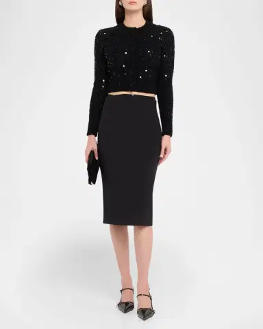 Dolce & Gabbana Sequined Wool Crop Crewneck Cardigan | Thumbnail 2 Dolce & Gabbana Sequined Wool Crop Crewneck Cardigan | Thumbnail 2