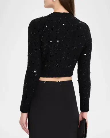 Dolce & Gabbana Sequined Wool Crop Crewneck Cardigan | Thumbnail 3 Dolce & Gabbana Sequined Wool Crop Crewneck Cardigan | Thumbnail 3