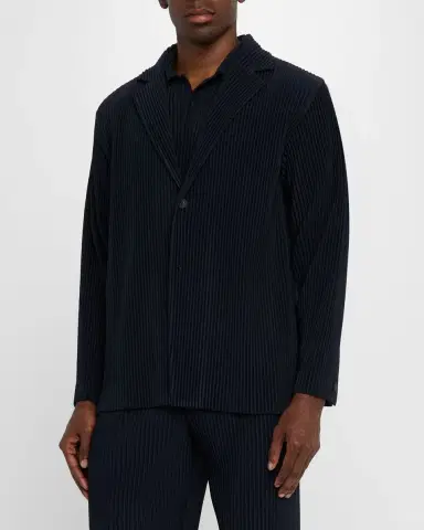 Homme Plissé Issey Miyake Men 's Pleated Single-Breasted Sport Coat | Thumbnail 4